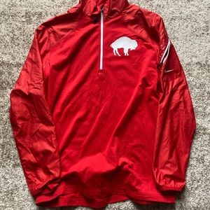 Go Bills!  Awesome throwback, no-longer-made, standing Buffalo 1/4 zip!  Size L